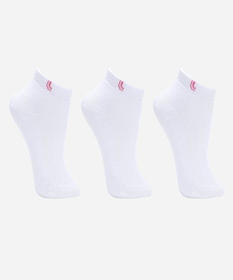 kit de 3 meias feminina cano médio lupo branca
