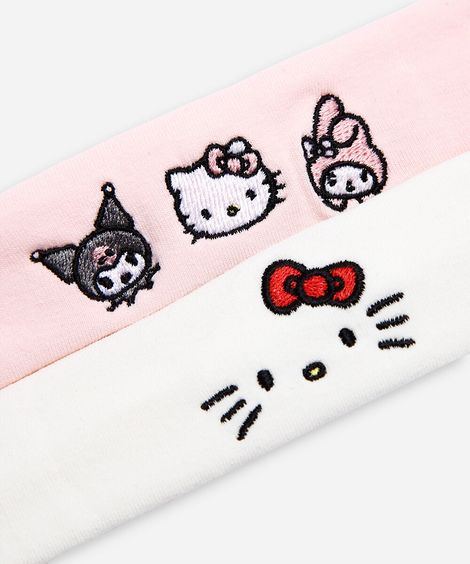 kit de 2 faixas de cabelo infantis hello kitty colorido