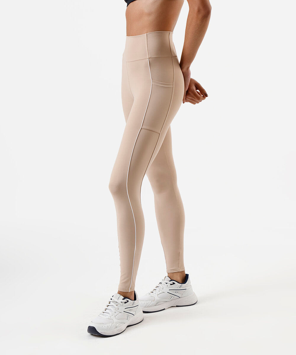 calça legging com bolsos esportiva bege