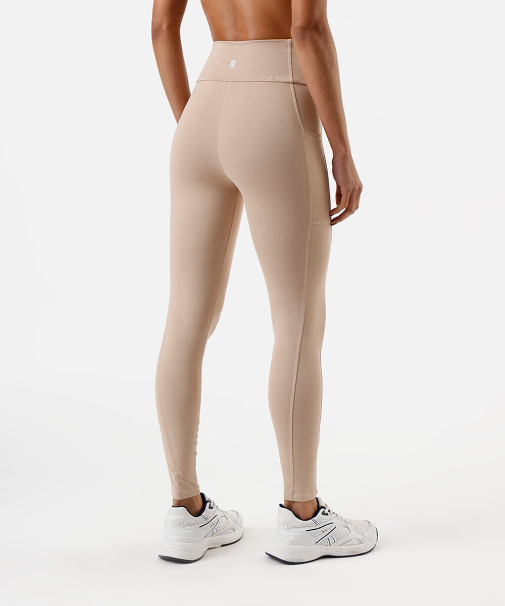 calça legging com bolsos esportiva bege