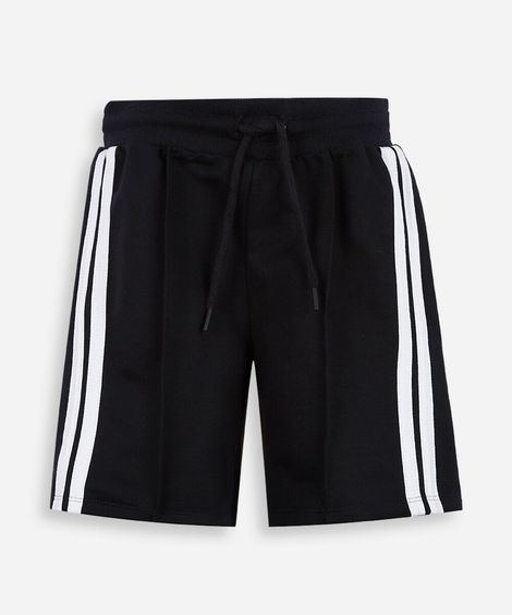 bermuda infantil de moletom com listras preta