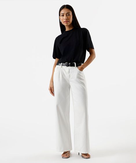 calça boyfriend feminina de sarja off white