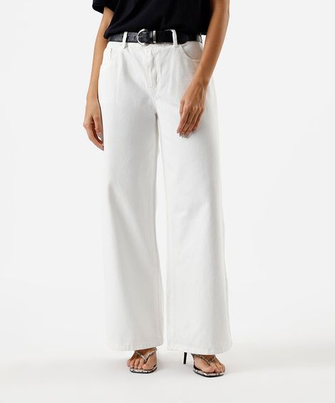 calça boyfriend feminina de sarja off white