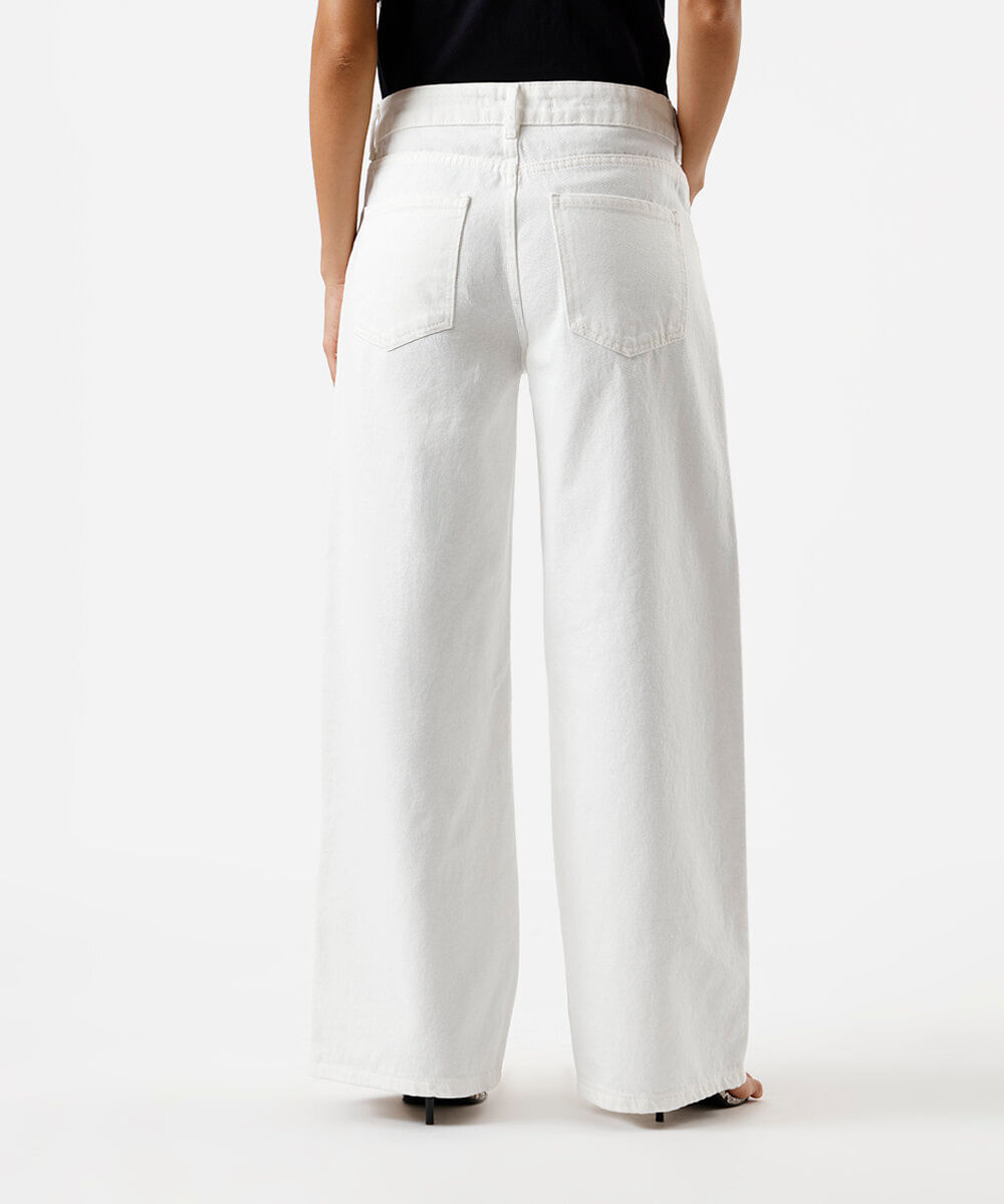 calça boyfriend feminina de sarja off white