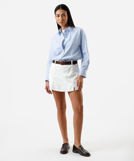 short saia feminino de sarja com fendas off white