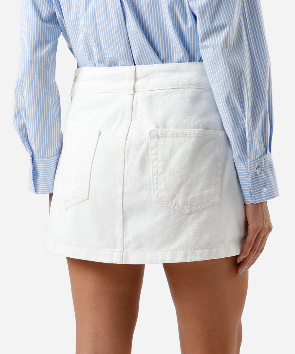 short saia feminino de sarja com fendas off white