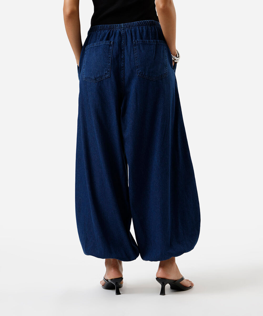 calça aladim feminina jeans cós elástico azul