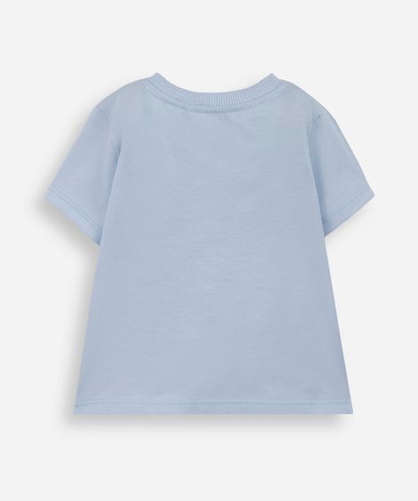 blusa infantil de algodão floral texturizada azul