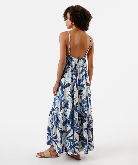 vestido longo feminino de laise floral off white