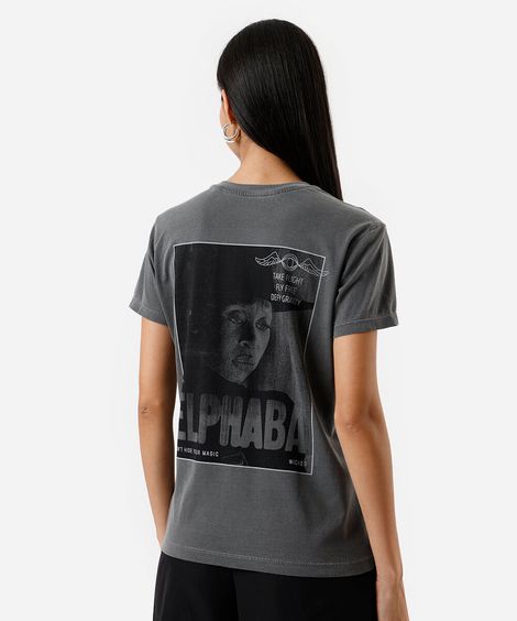 camiseta feminina de algodão elphaba wicked estonada cinza