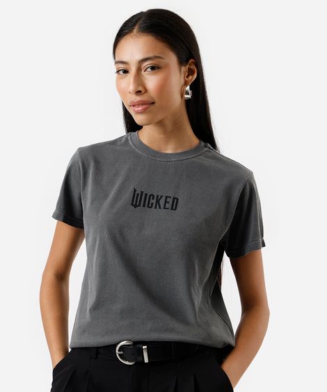 camiseta feminina de algodão elphaba wicked estonada cinza