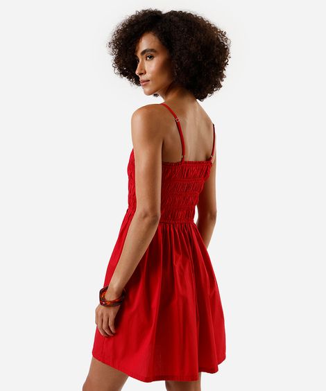 vestido evasê feminino com pregas vermelho