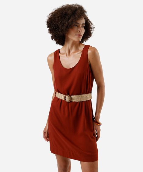 vestido curto feminino de viscose com cinto vinho