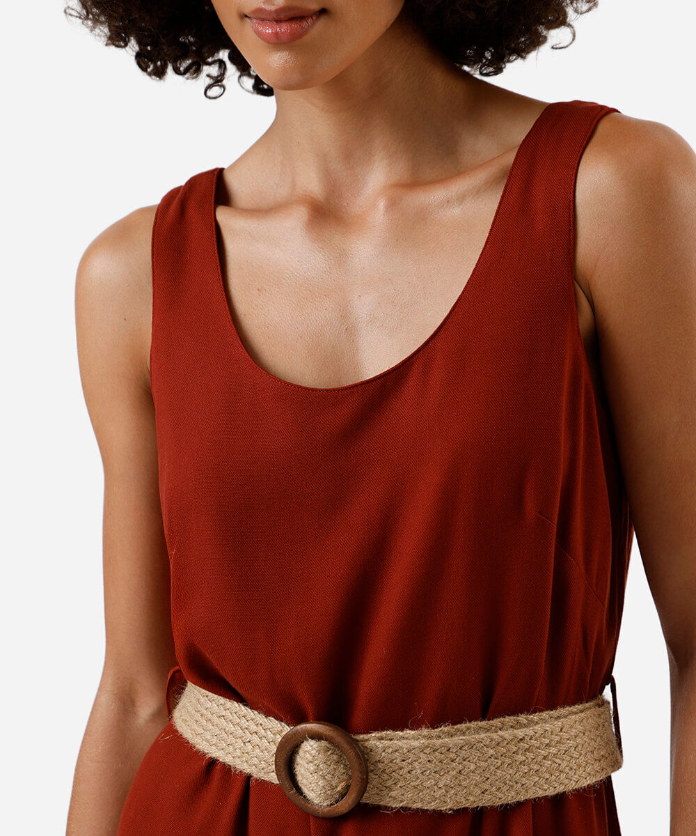 vestido curto feminino de viscose com cinto vinho