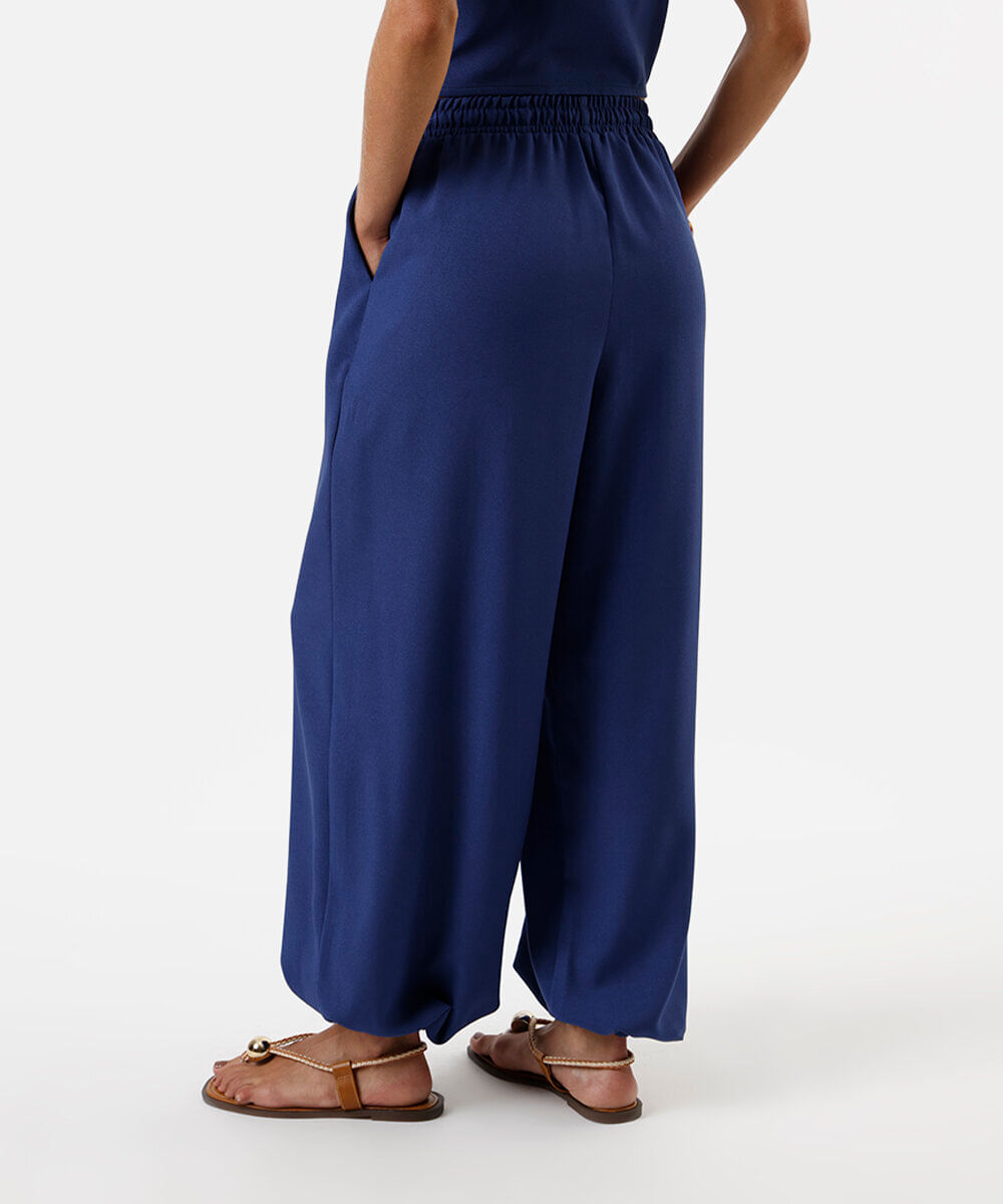 calça aladim feminina cós elástico azul