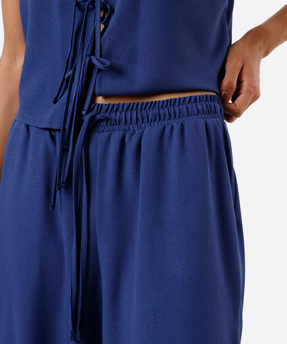 calça aladim feminina cós elástico azul