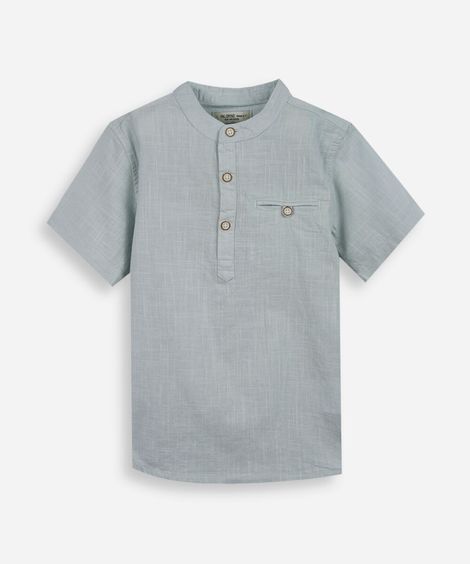 camisa infantil de algodão gola padre verde