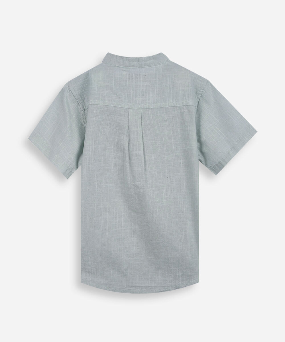 camisa infantil de algodão gola padre verde