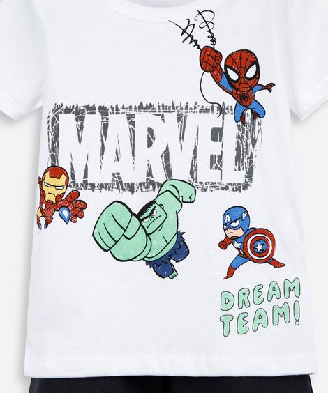 conjunto infantil de algodão marvel babies off white