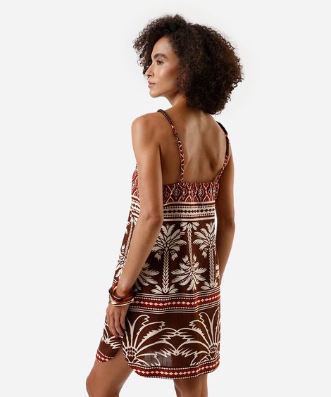 vestido curto feminino alça fina estampado colorido