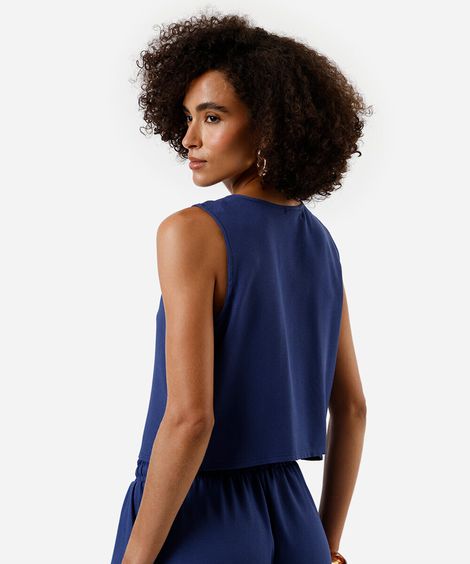 blusa feminina com amarração azul
