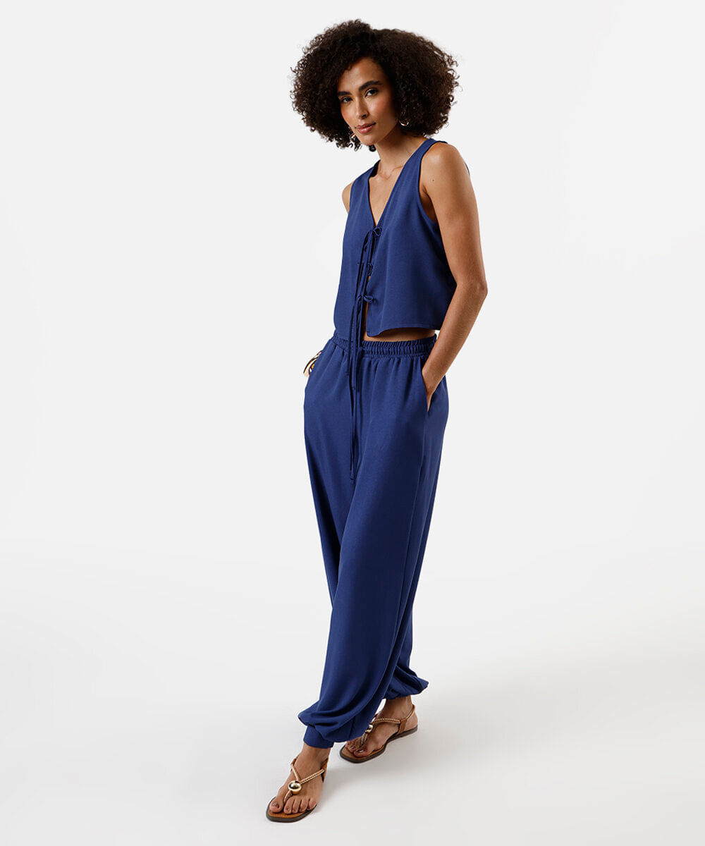 blusa feminina com amarração azul