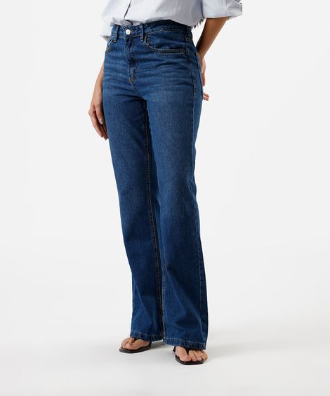 calça flare feminina jeans cintura alta azul