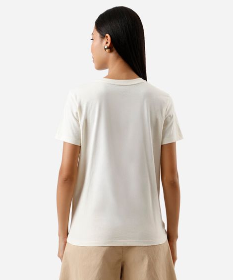 camiseta feminina de algodão estampada amarela