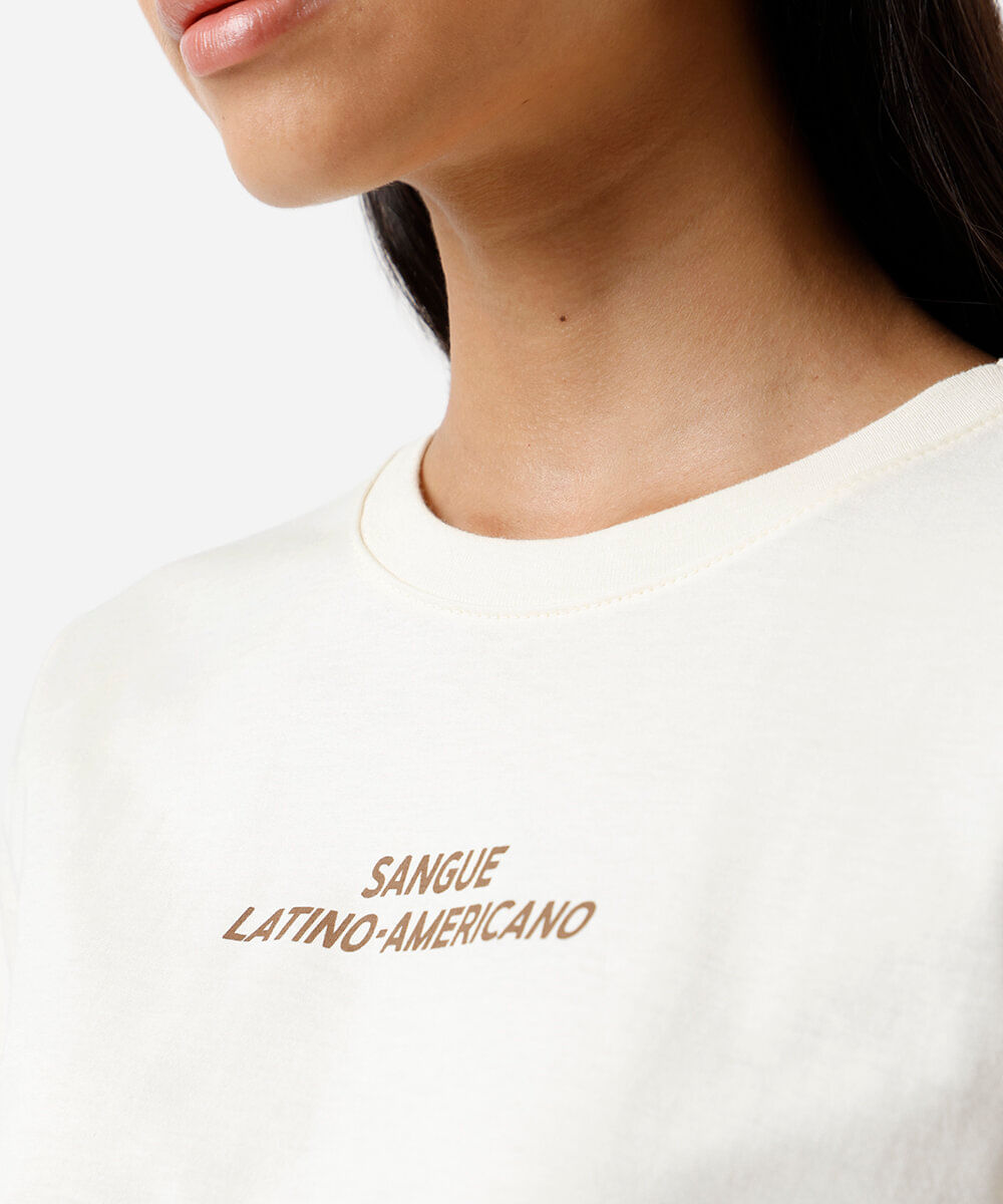camiseta feminina de algodão estampada amarela