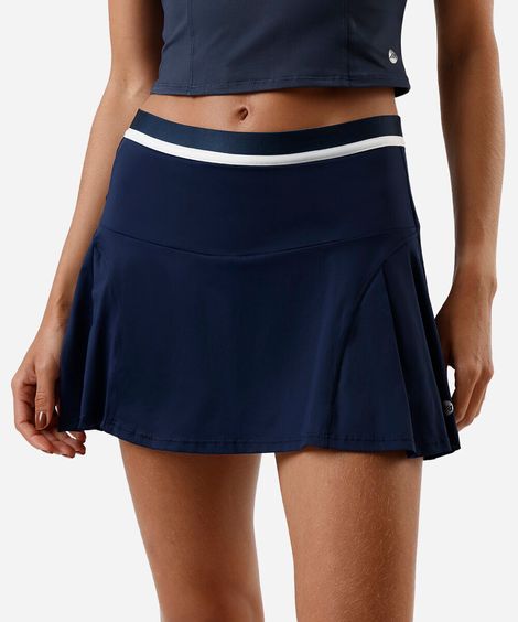 short saia esportivo com pregas azul