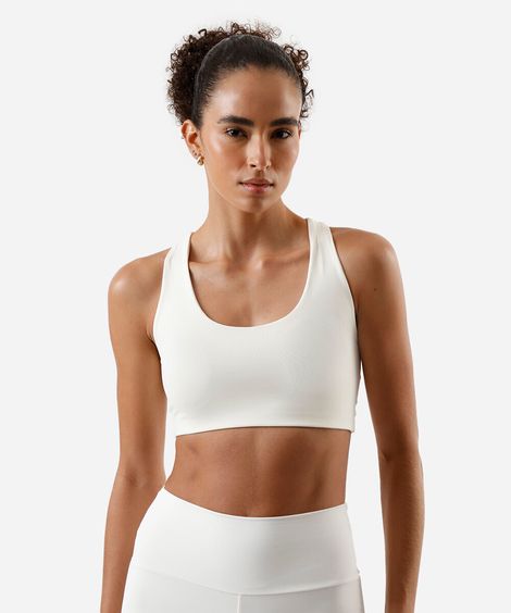 top feminino de poliamida bojo removível nadador esportivo ace off white
