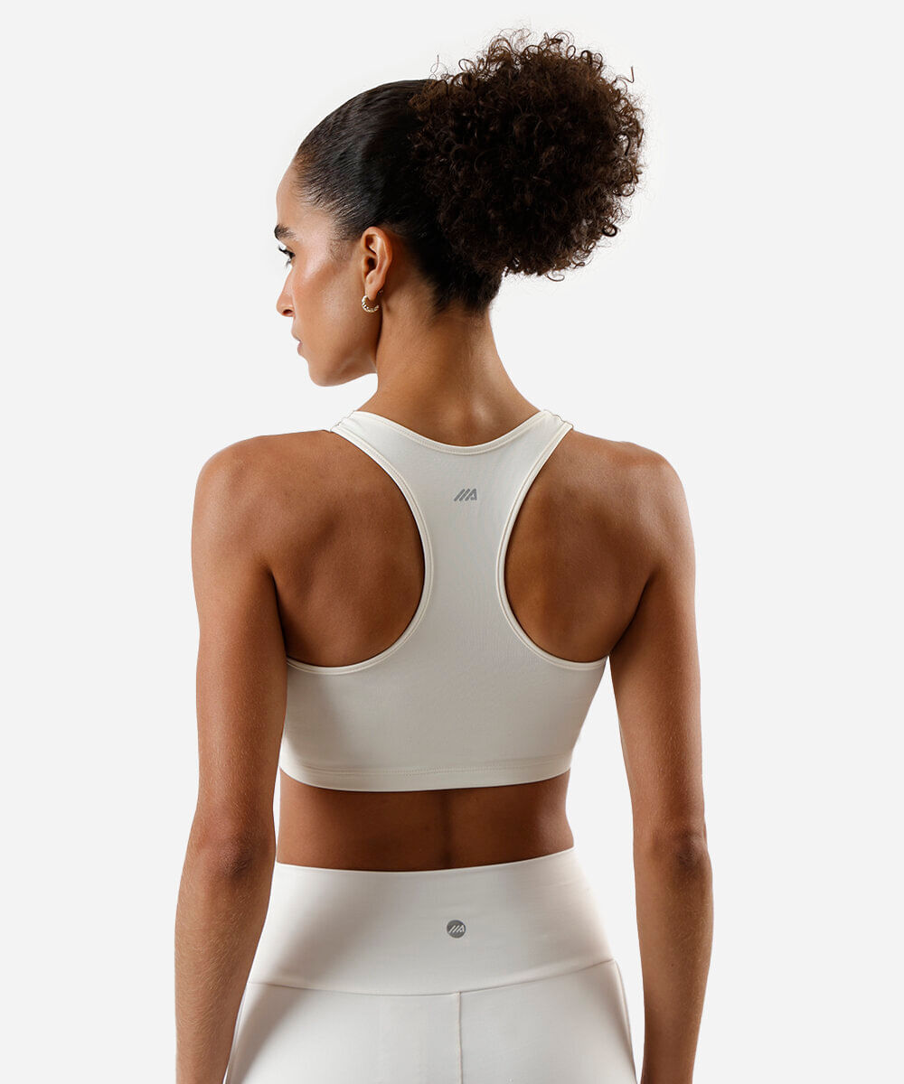 top feminino de poliamida bojo removível nadador esportivo off white