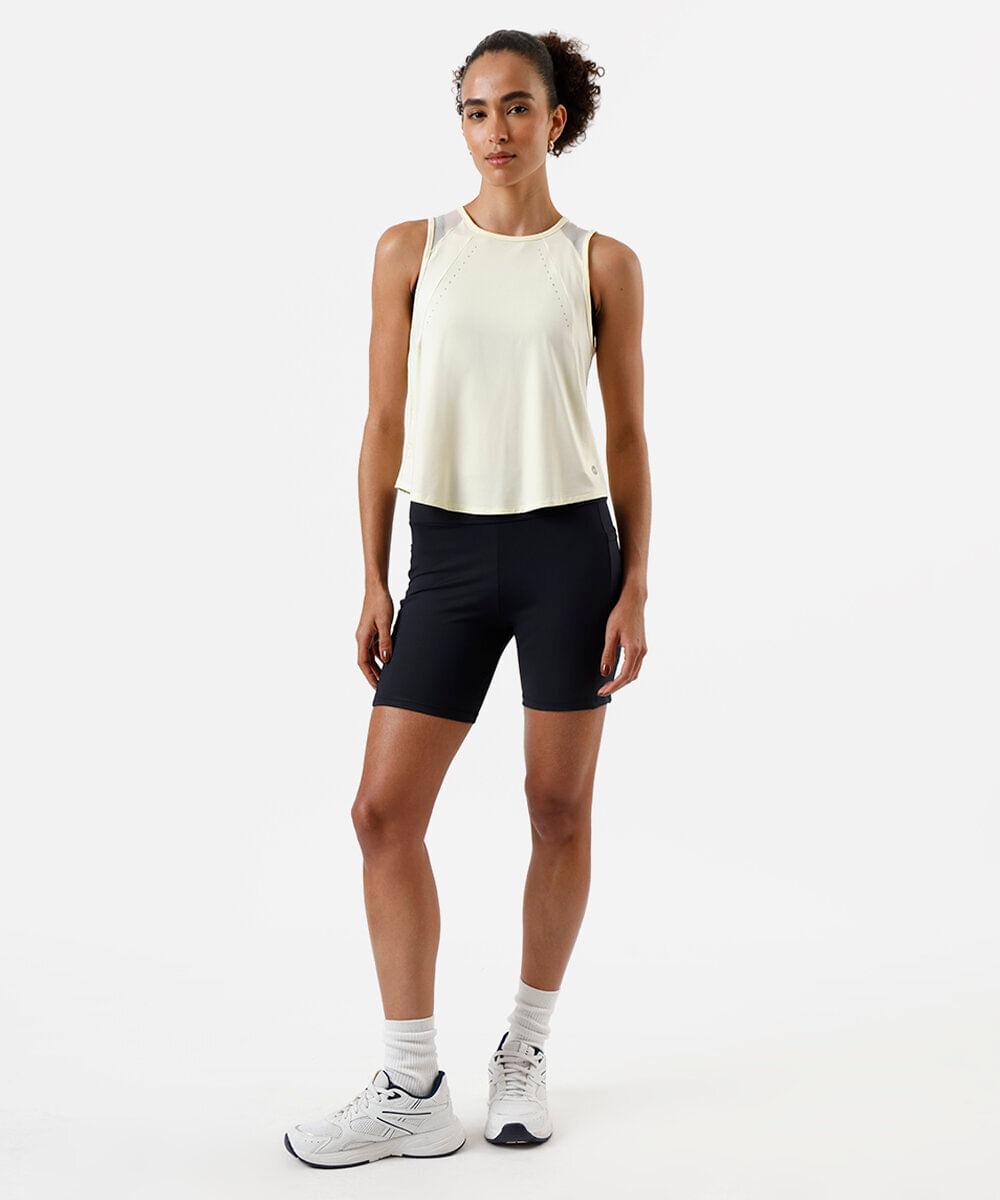 regata esportiva feminina com recortes amarelo