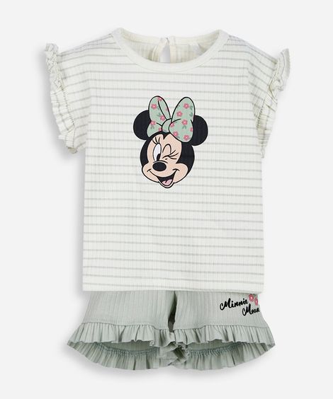 conjunto infantil de algodão minnie verde