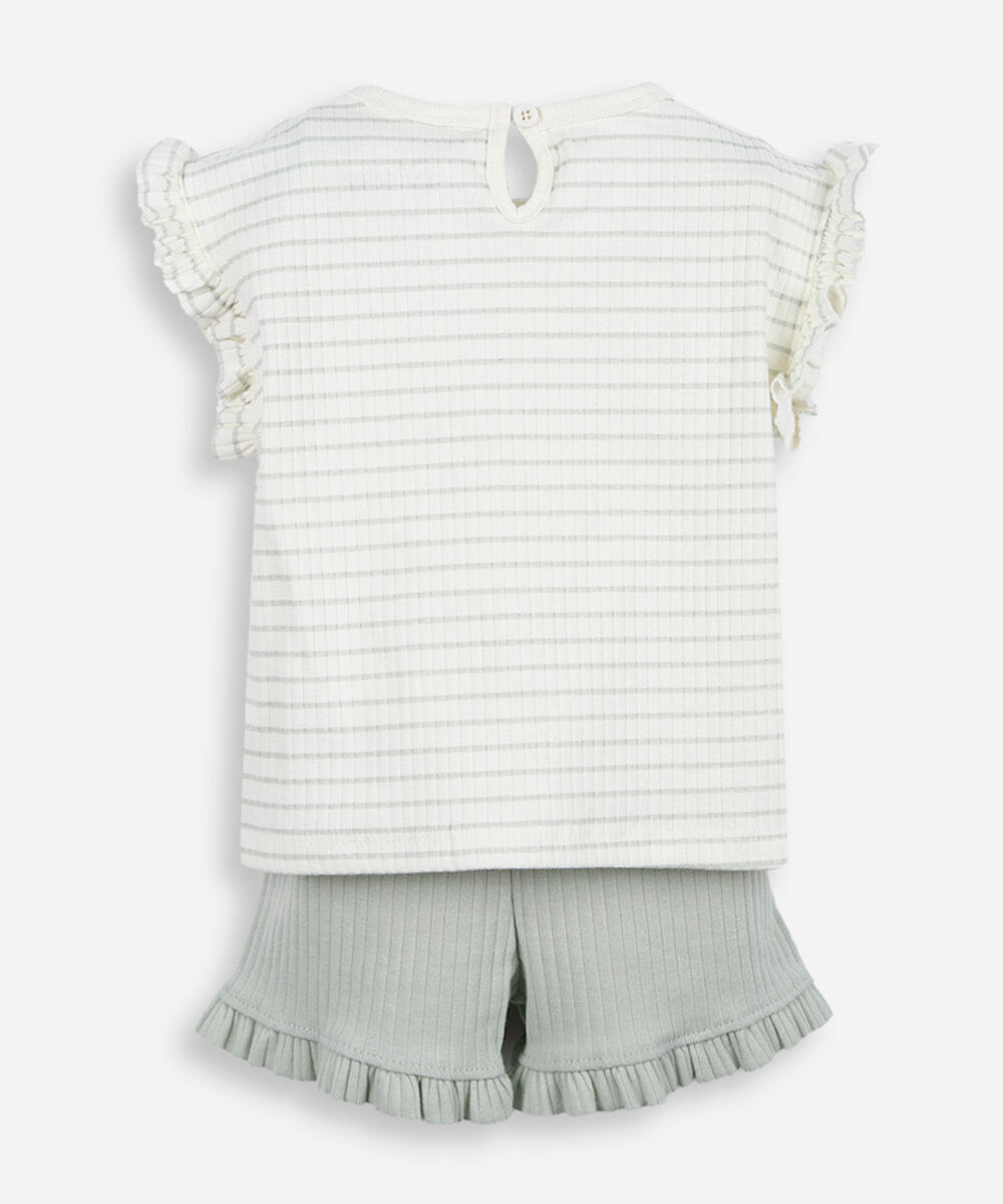 conjunto infantil de algodão minnie verde