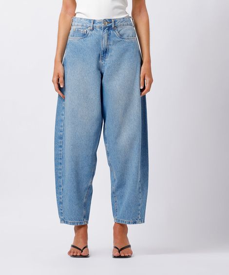 calça balloon feminina jeans mindset azul
