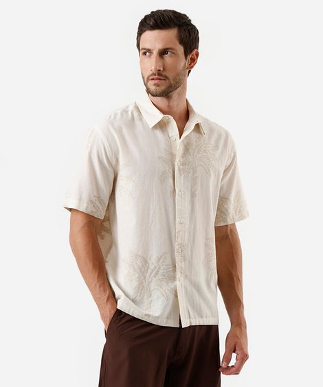 camisa masculina com algodão bordada off white