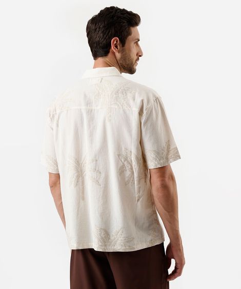camisa masculina com algodão bordada off white