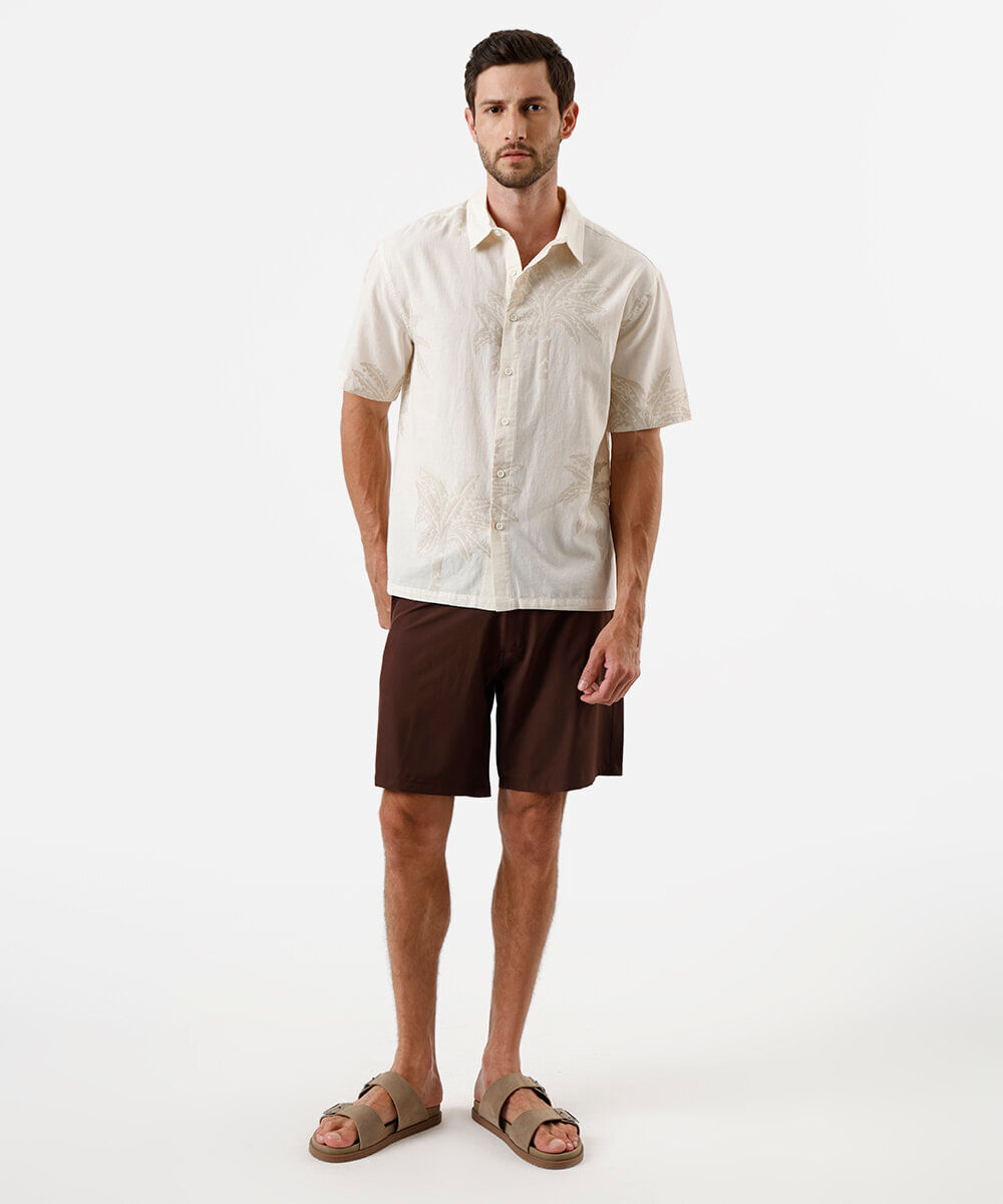 camisa masculina com algodão bordada off white