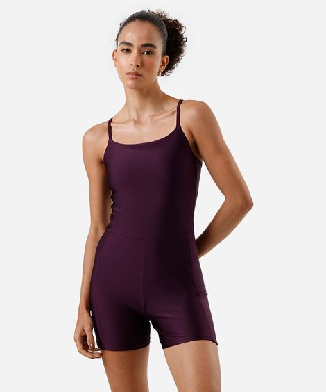 macaquinho feminino esportivo com bolso roxo