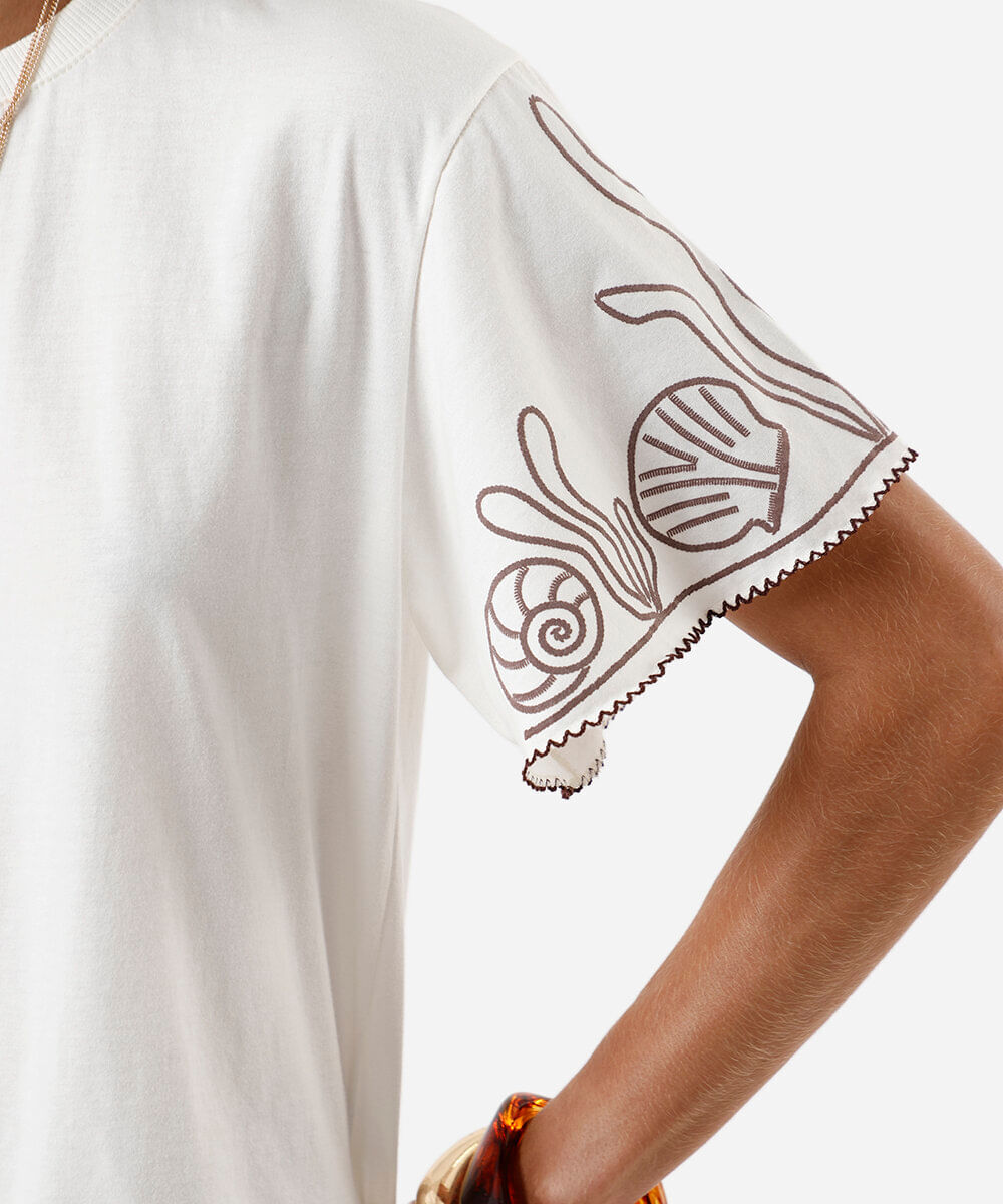 blusa feminina de algodão estampada off white