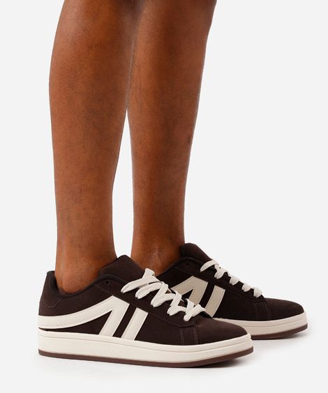 tênis casual com recortes ace marrom