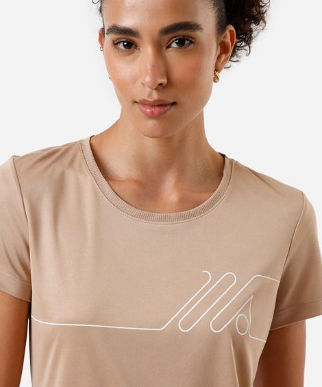 camiseta esportiva manga curta bege