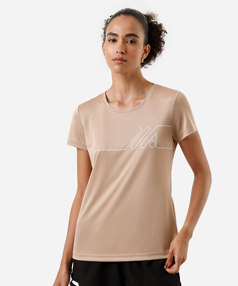 camiseta esportiva manga curta bege