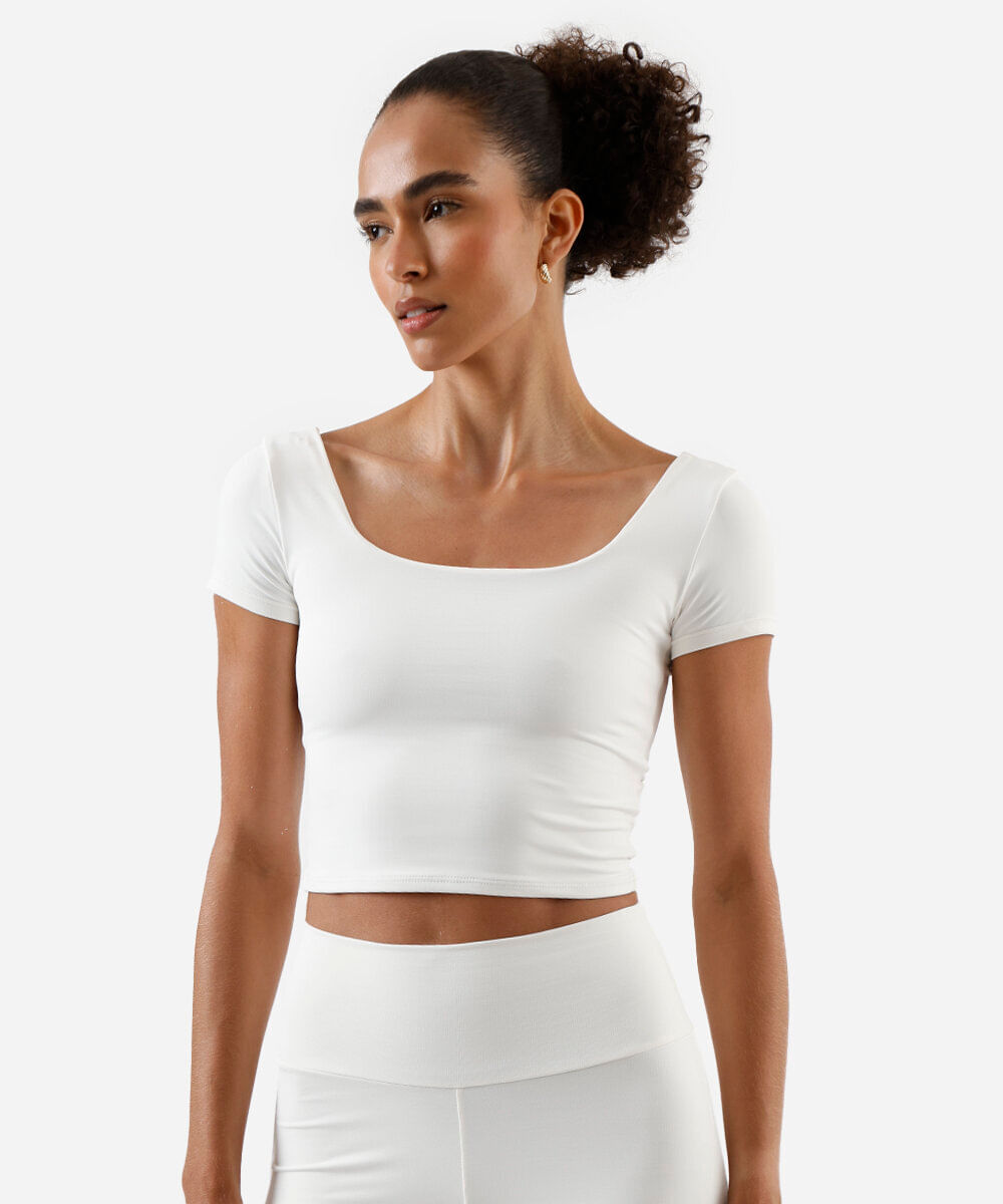 cropped  feminino de poliamida off white