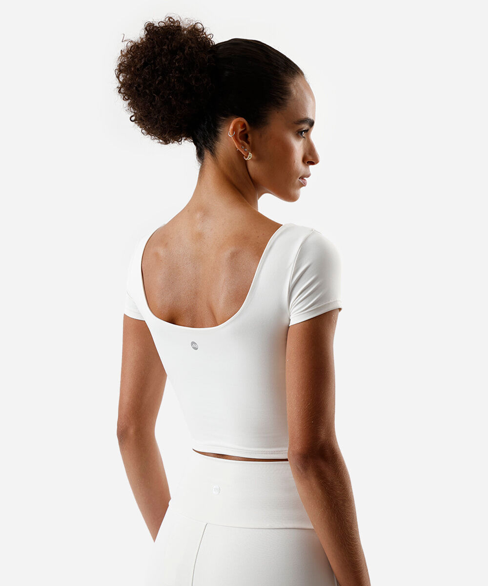 cropped  feminino de poliamida off white