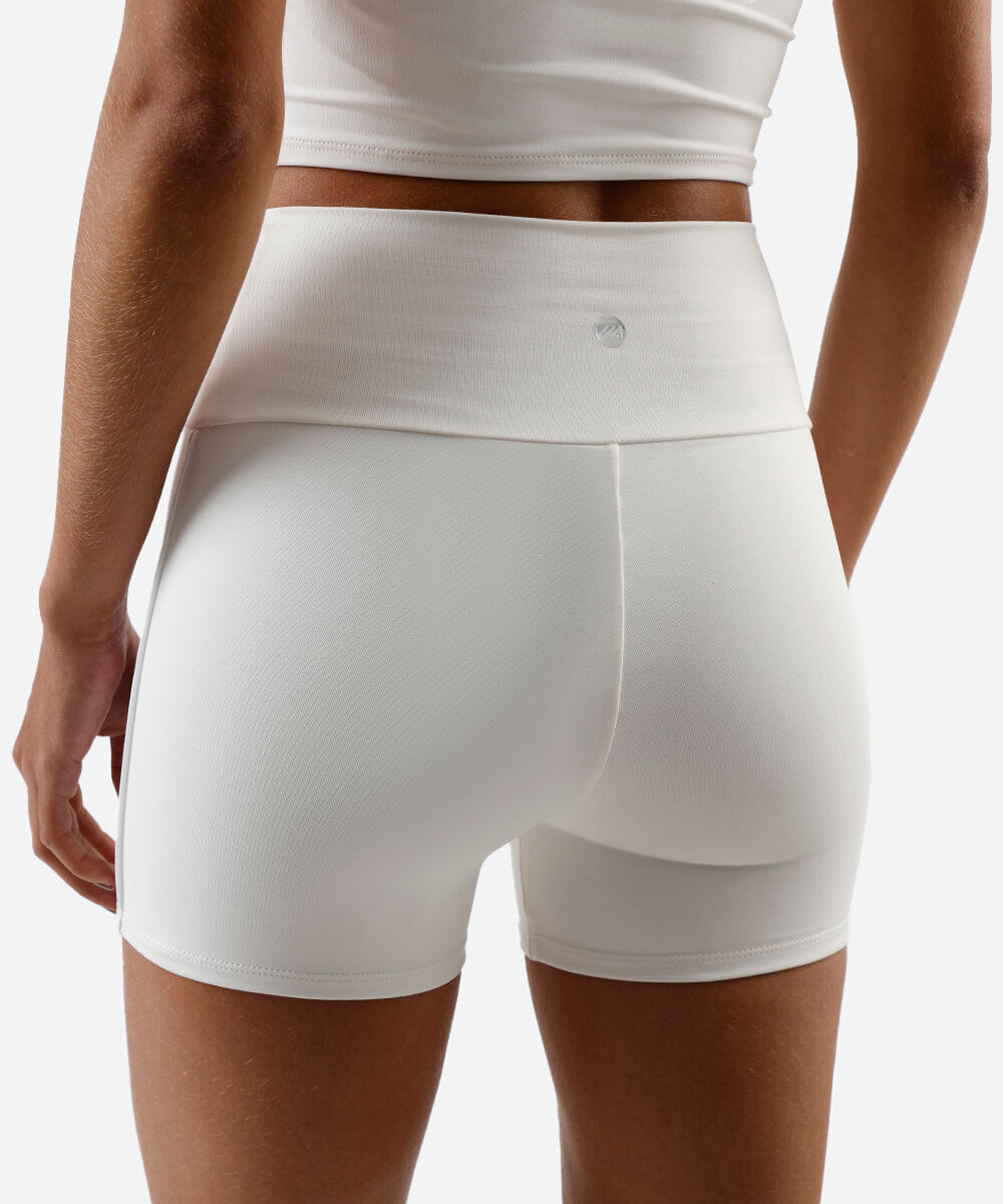 bermuda feminina esportiva com nervura off white