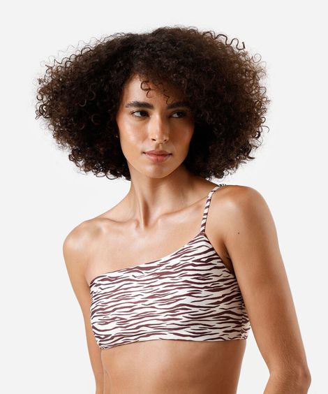 biquíni top ombro único feminino animal print colorido