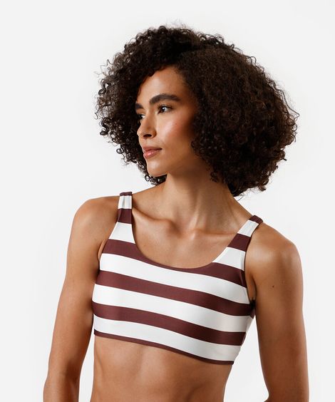 biquíni top faixa feminino listrado marrom