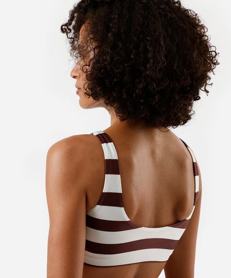 biquíni top faixa feminino listrado marrom